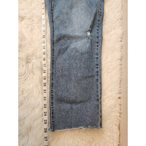 And Now This Women's Blue High Rise Distressed Straight‎ Ankle Jeans Size 31 - Picture 7 of 7